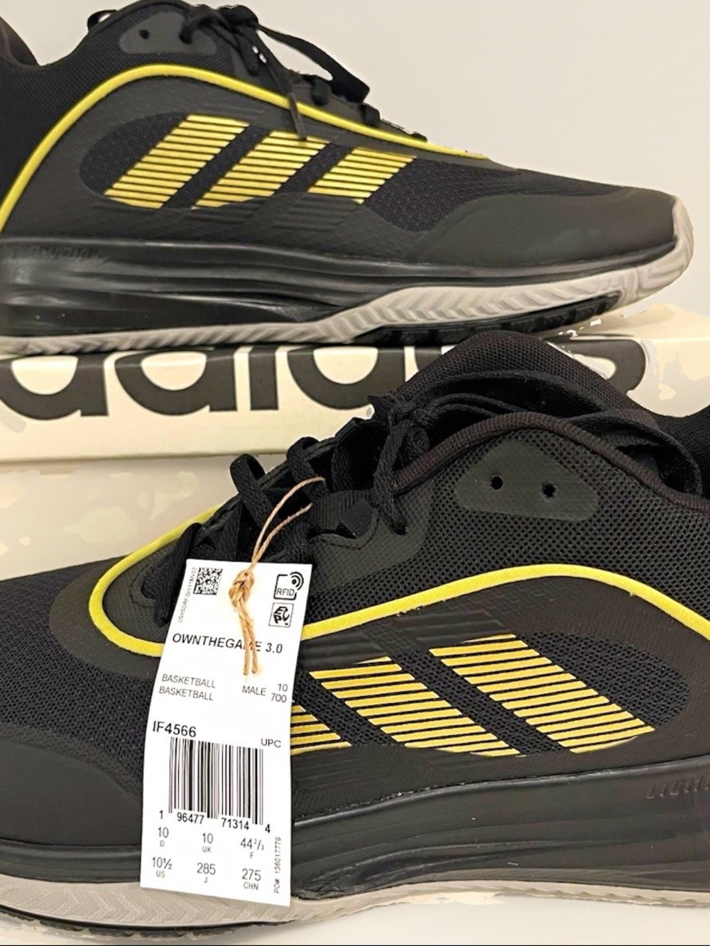 adidas Own The Game 3.0 Black/Gold/Gray men’s size Men's 10.5 style IF4566 NIB